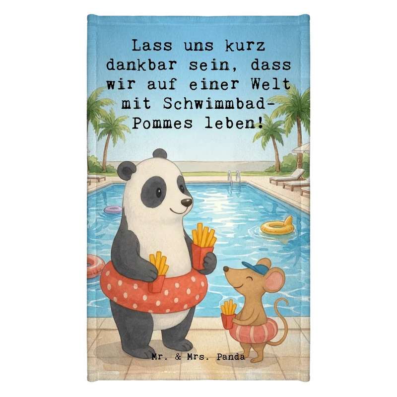 Gästehandtuch Panda Schwimmbad Pommes Design