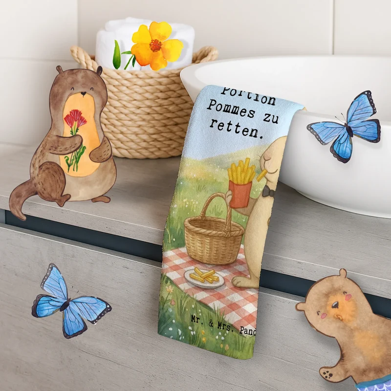 Gästehandtuch Hase Pommes Design