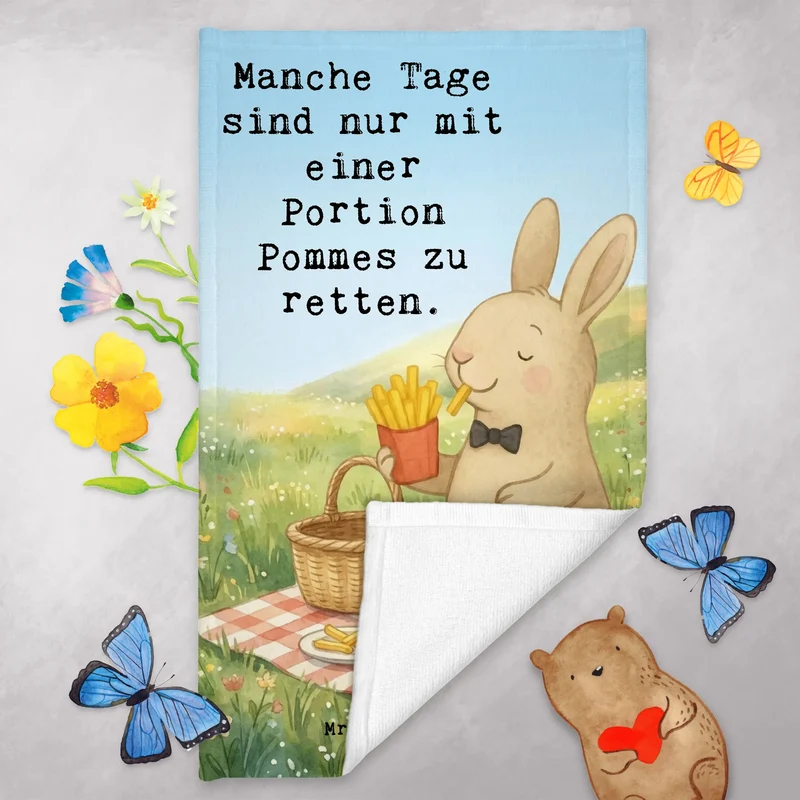 Gästehandtuch Hase Pommes Design