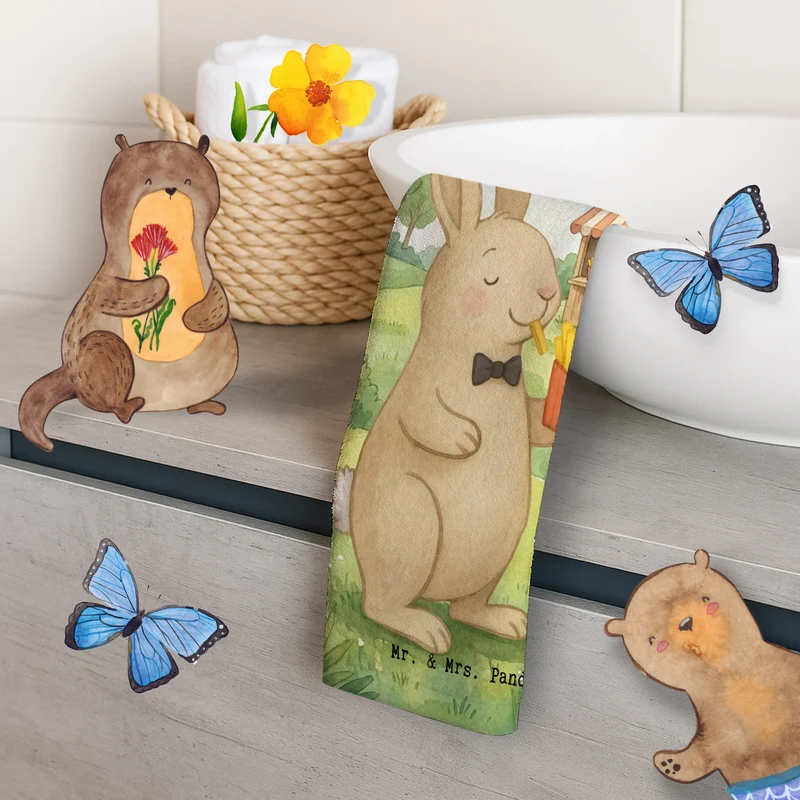 Gästehandtuch Hase Pommes Design