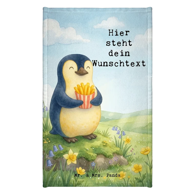 Personalisiertes Gästehandtuch Pinguin Frühling Pommes Design