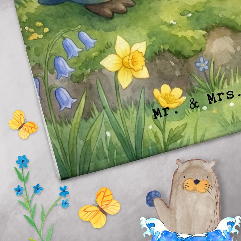 Personalisiertes Gästehandtuch Pinguin Frühling Pommes Design