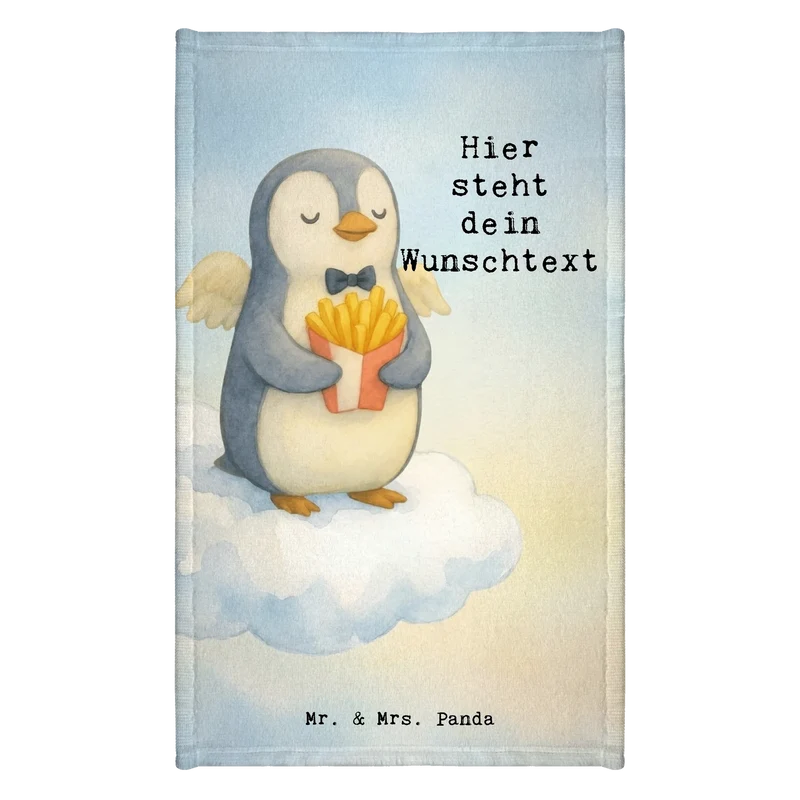 Personalisiertes Gästehandtuch Pinguin Engel Pommes Design
