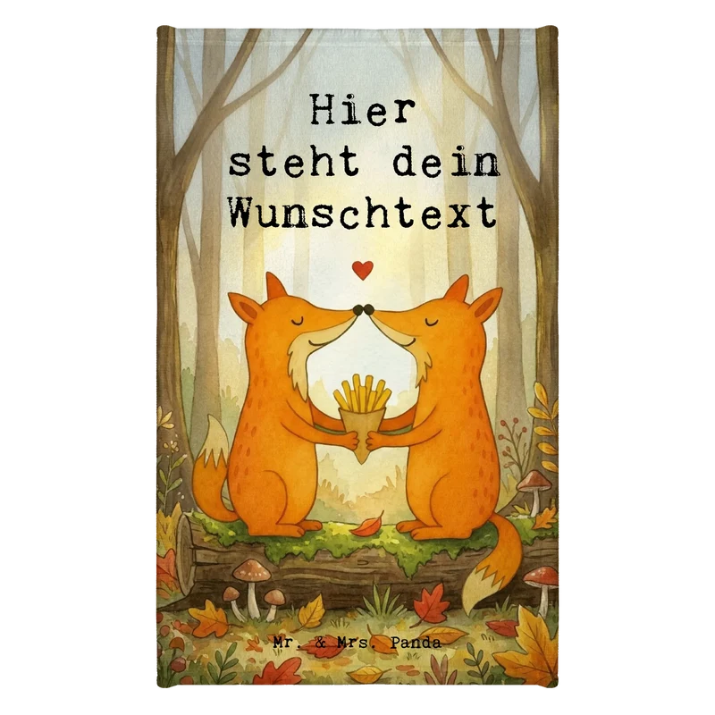 Personalisiertes Gästehandtuch Füchse Liebe Pommes Design
