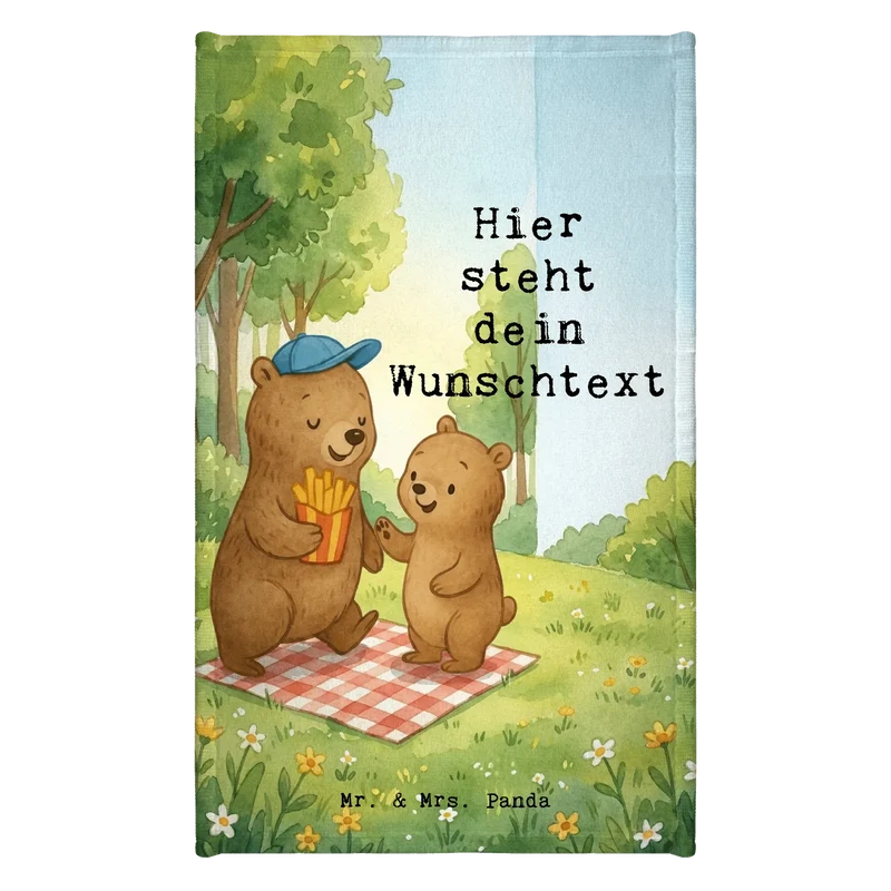 Personalisiertes Gästehandtuch Bär Kind Pommes Design