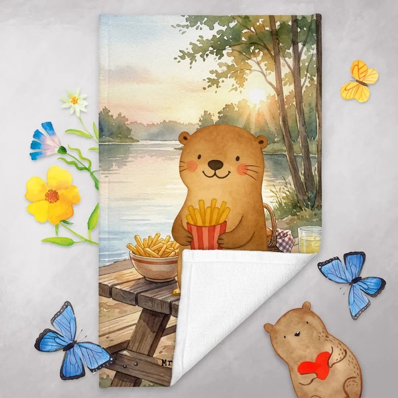 Gästehandtuch Otter See Pommes Design