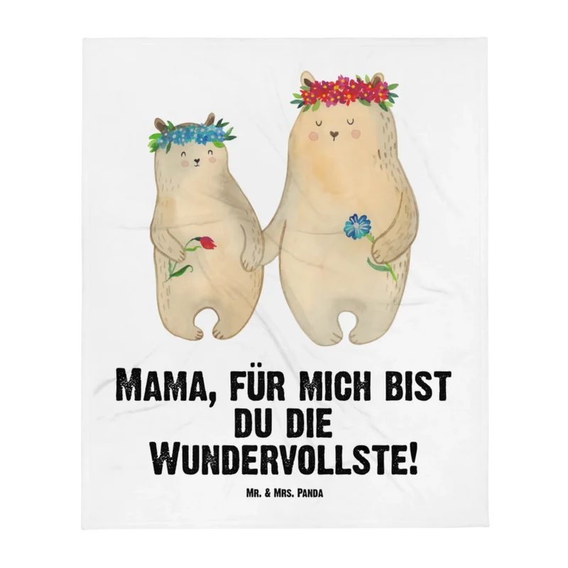 Babydecke Bären mit Blumenkranz