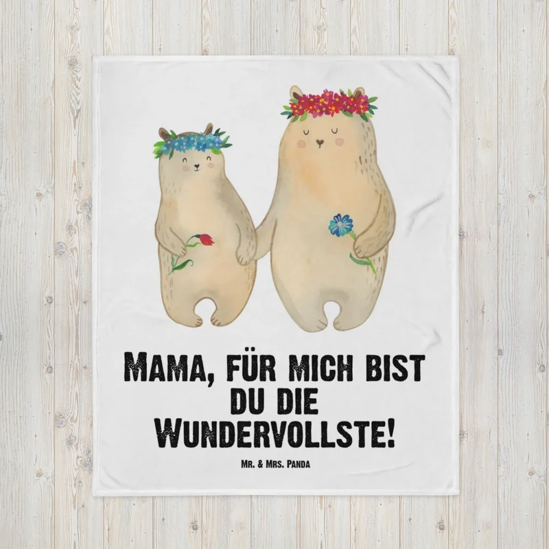 Babydecke Bären mit Blumenkranz