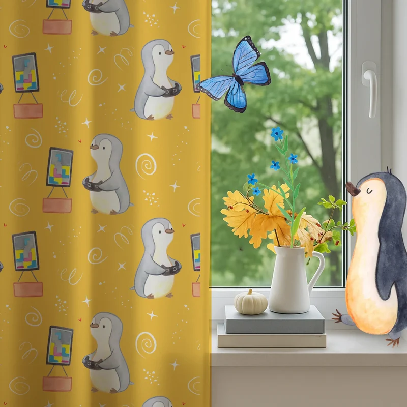 Vorhang Pinguin Zocken Muster