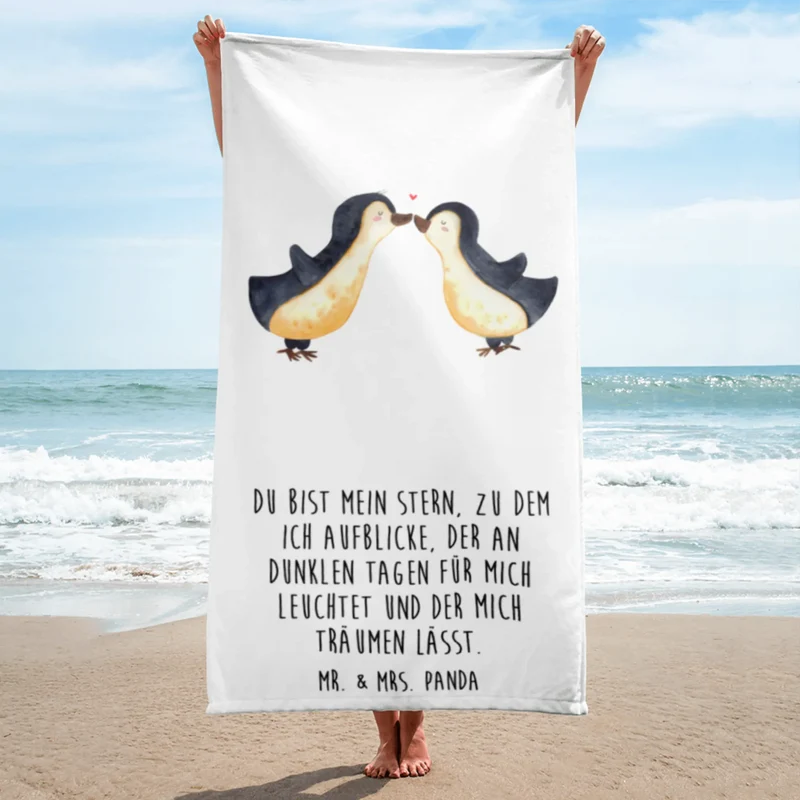 XL Badehandtuch Pinguin Liebe