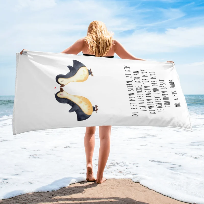 XL Badehandtuch Pinguin Liebe