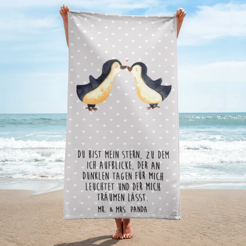 XL Badehandtuch Pinguin Liebe