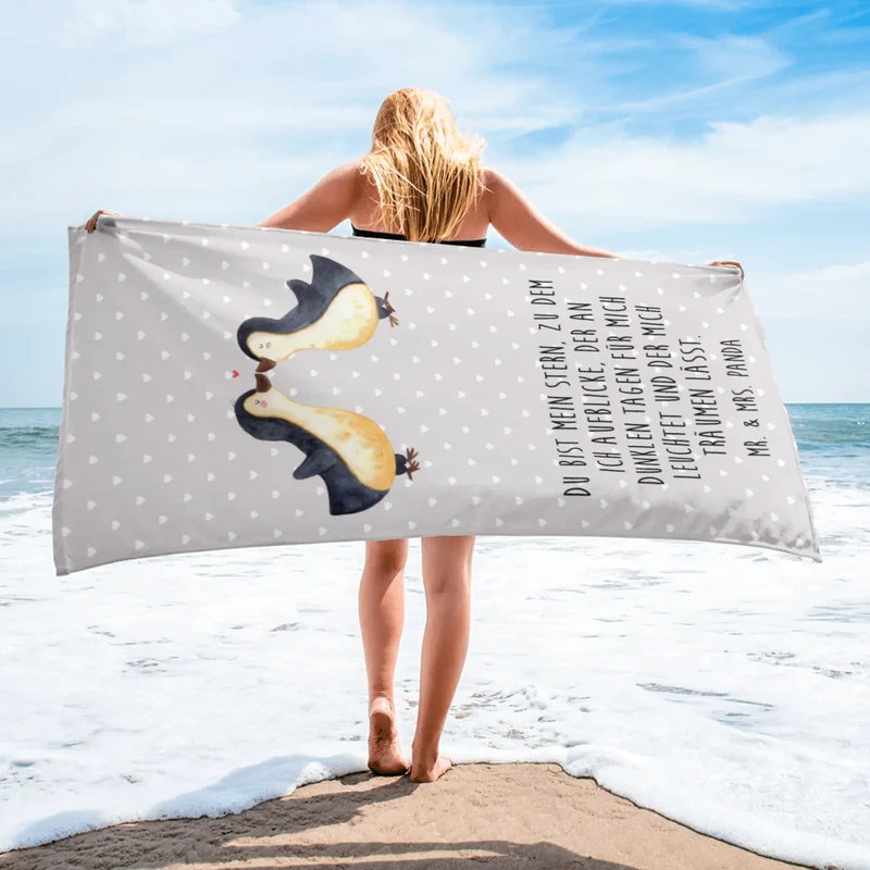 XL Badehandtuch Pinguin Liebe