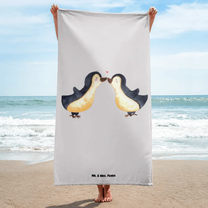 XL Badehandtuch Pinguin Liebe