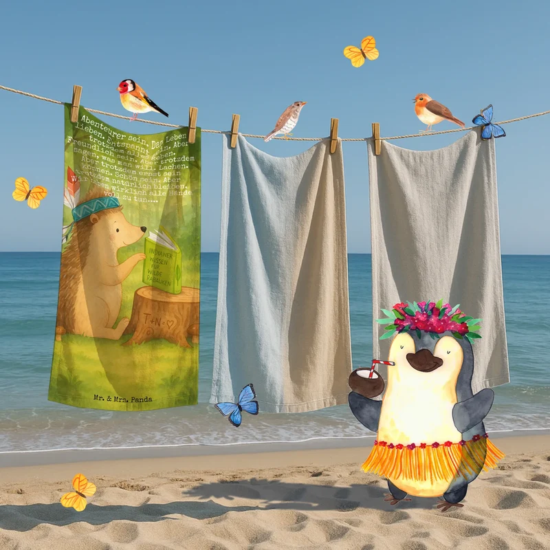 Badehandtuch Igel Federschmuck Design