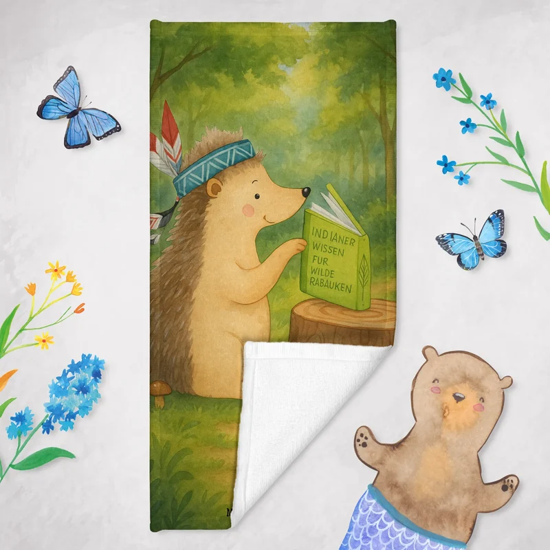 Badehandtuch Igel Federschmuck Design