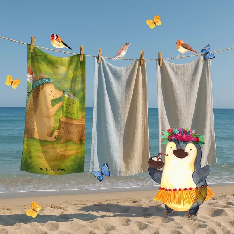 Badehandtuch Igel Federschmuck Design