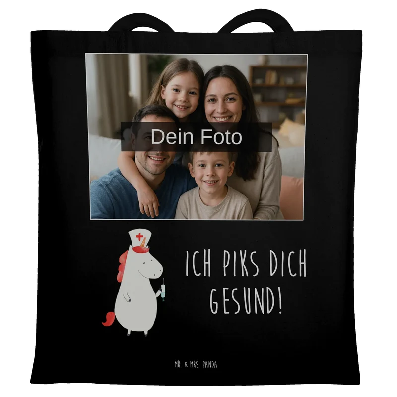 Personalisierte Foto Tragetasche Einhorn Krankenschwester