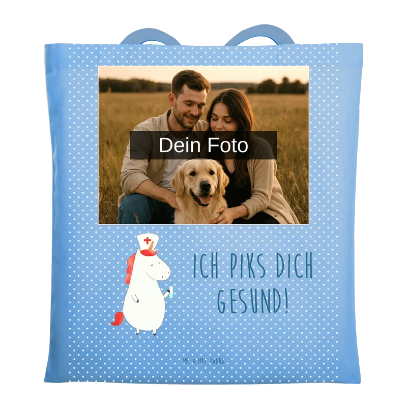 Personalisierte Foto Tragetasche Einhorn Krankenschwester