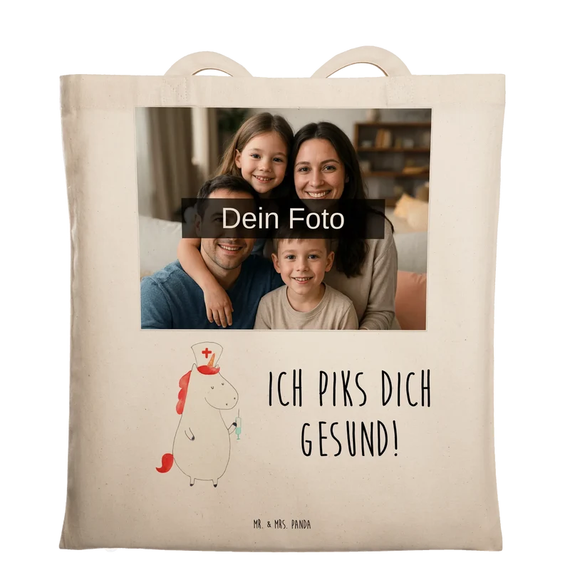 Personalisierte Foto Tragetasche Einhorn Krankenschwester
