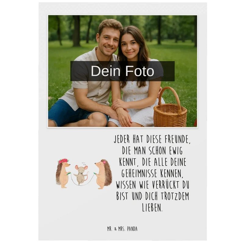Personalisierte Foto Postkarte Igel Seilhüpfen