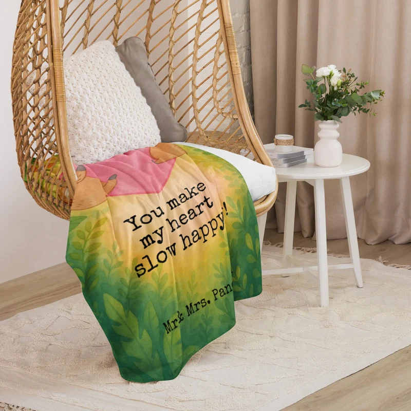 Sherpa Kuscheldecke Faultiere Herz Design