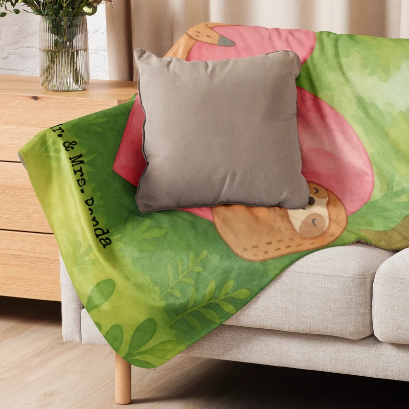 Sherpa Kuscheldecke Faultiere Herz Design