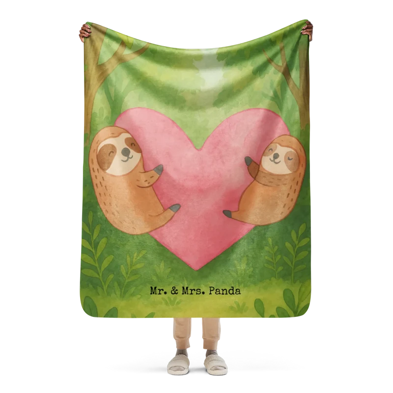 Sherpa Kuscheldecke Faultiere Herz Design