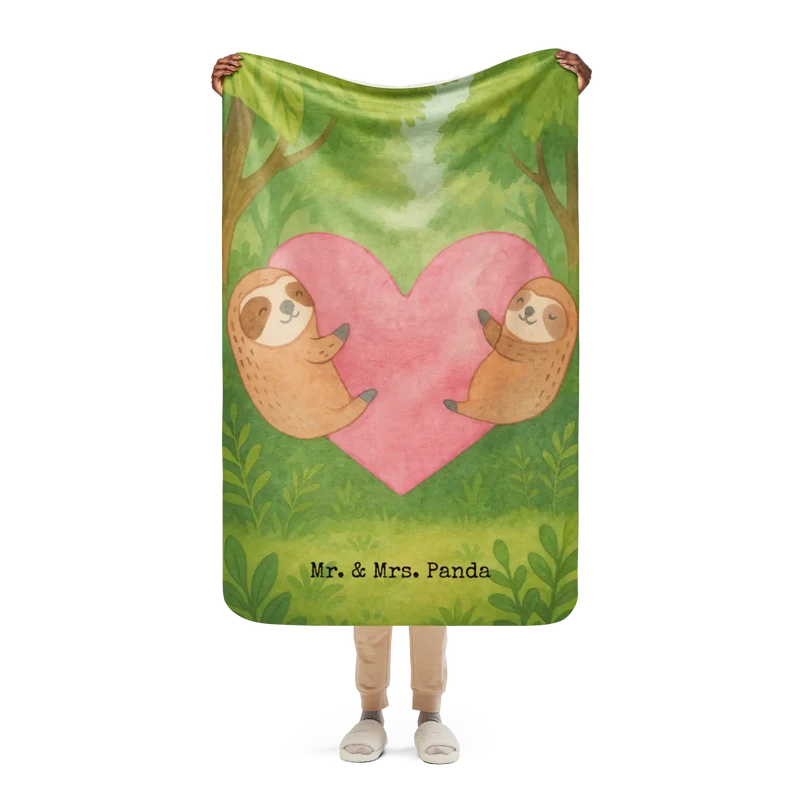 Sherpa Kuscheldecke Faultiere Herz Design