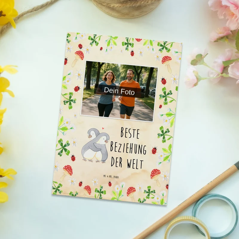 Personalisierte Foto Postkarte Pinguin Beste Beziehung der Welt