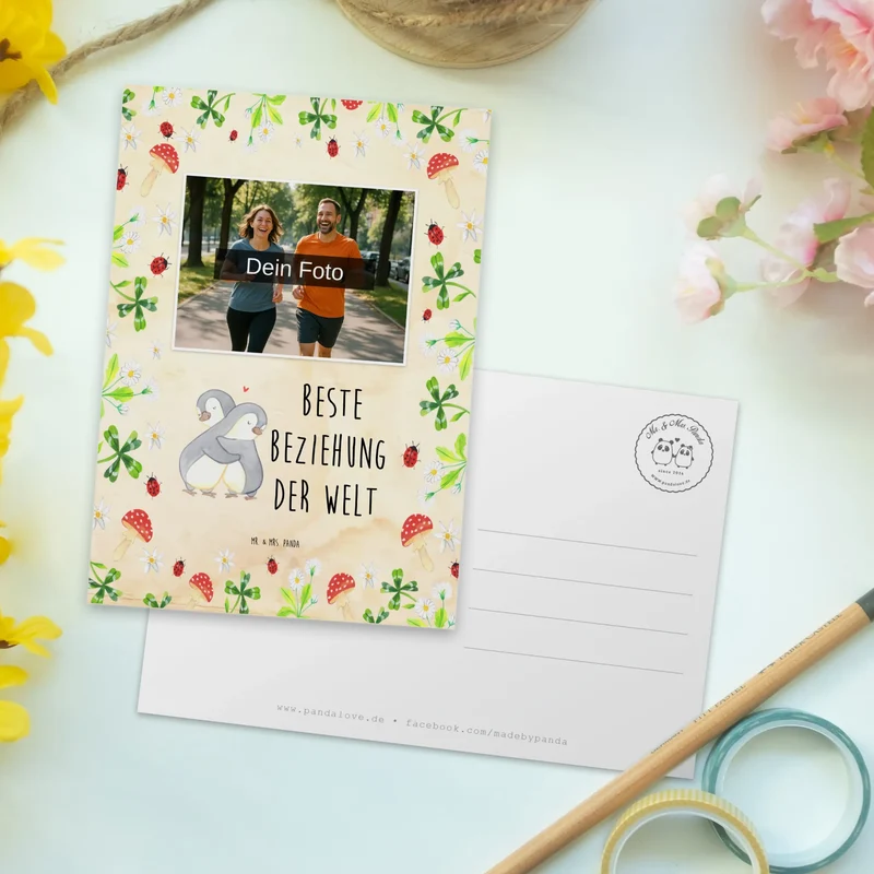 Personalisierte Foto Postkarte Pinguin Beste Beziehung der Welt