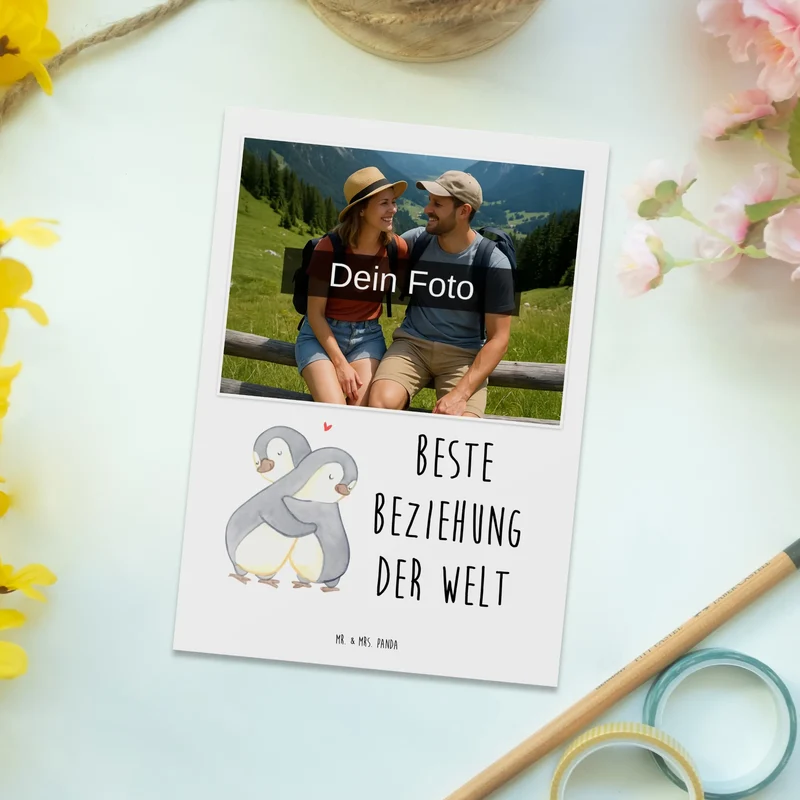 Personalisierte Foto Postkarte Pinguin Beste Beziehung der Welt