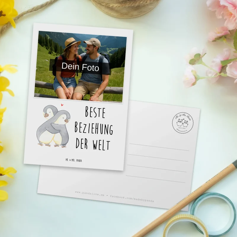 Personalisierte Foto Postkarte Pinguin Beste Beziehung der Welt