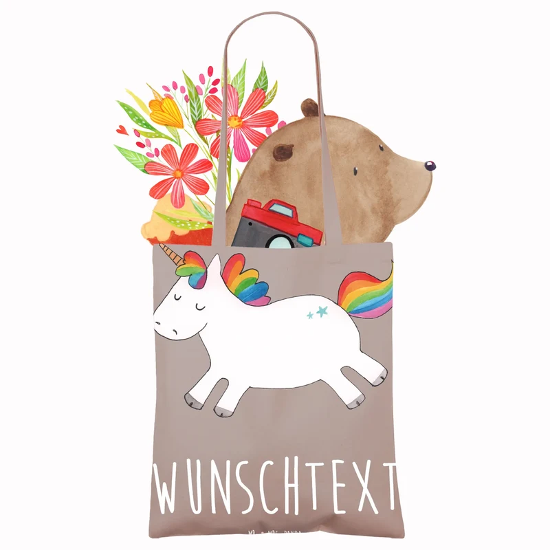 Personalisierte Foto Tragetasche Einhorn Happy