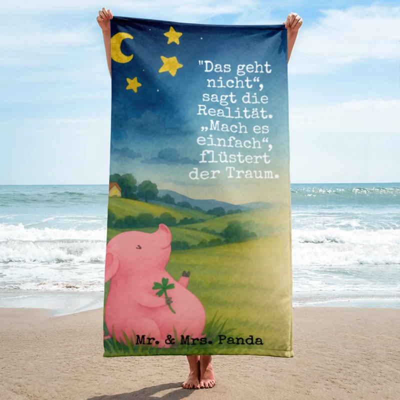 XL Badehandtuch Schwein Glück Design
