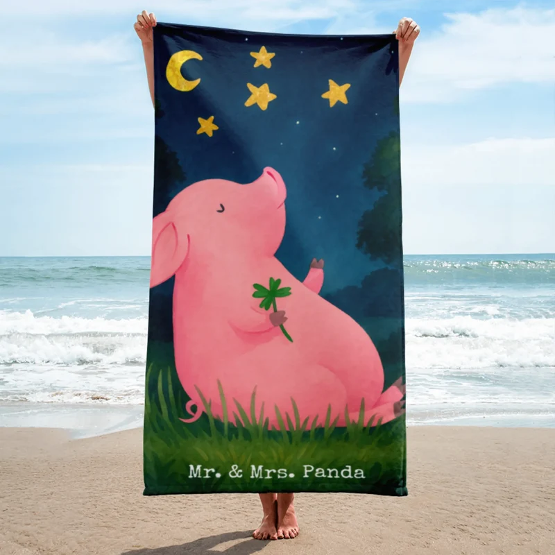 XL Badehandtuch Schwein Glück Design