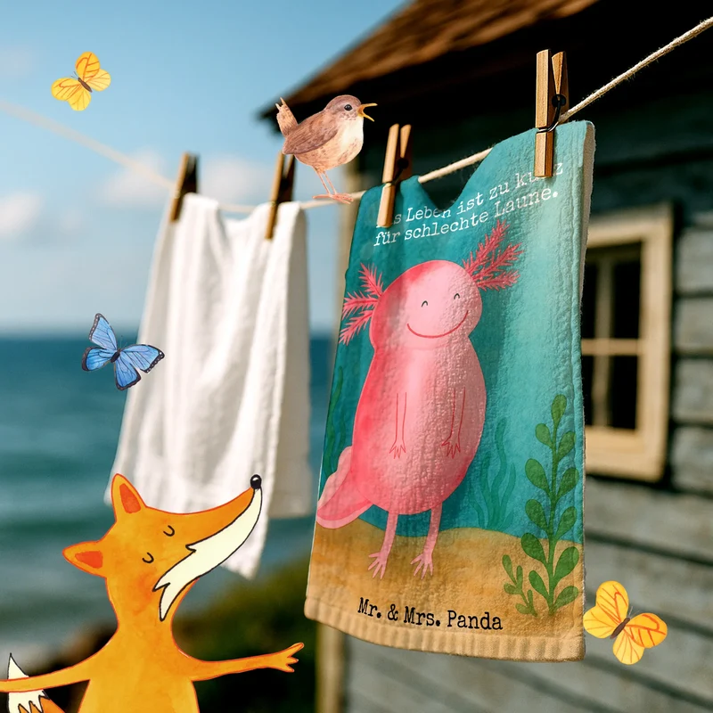 Gästehandtuch Axolotl Glücklich Design