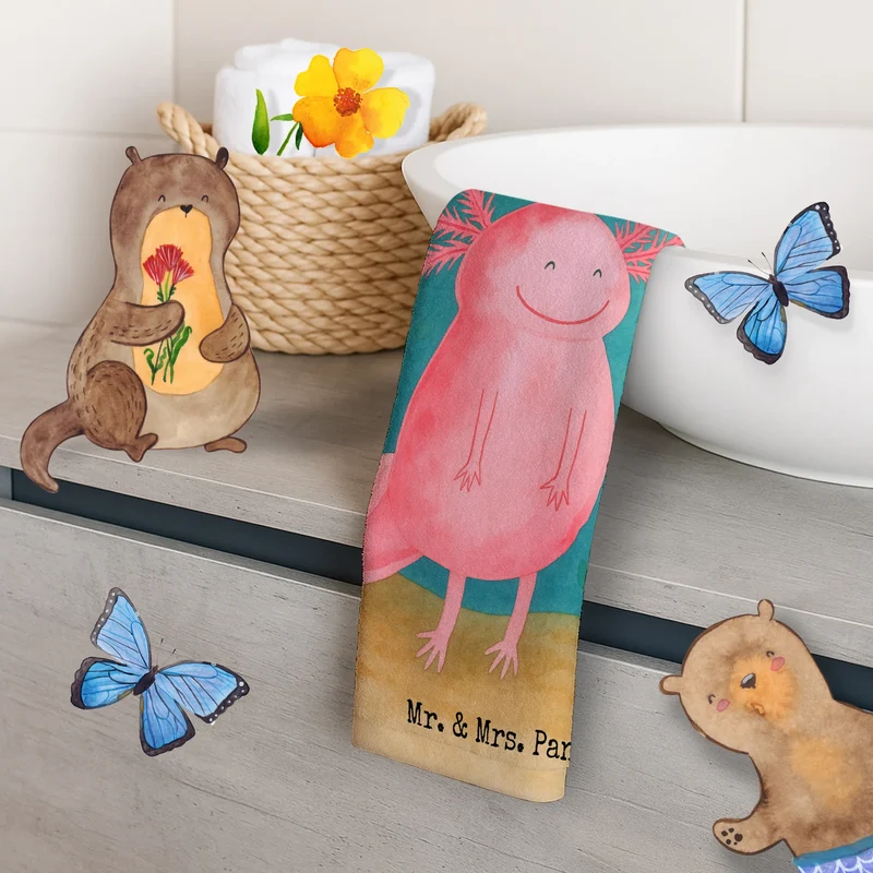 Gästehandtuch Axolotl Glücklich Design