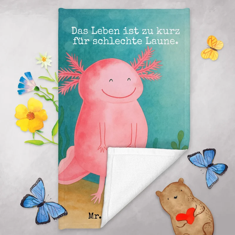 Gästehandtuch Axolotl Glücklich Design