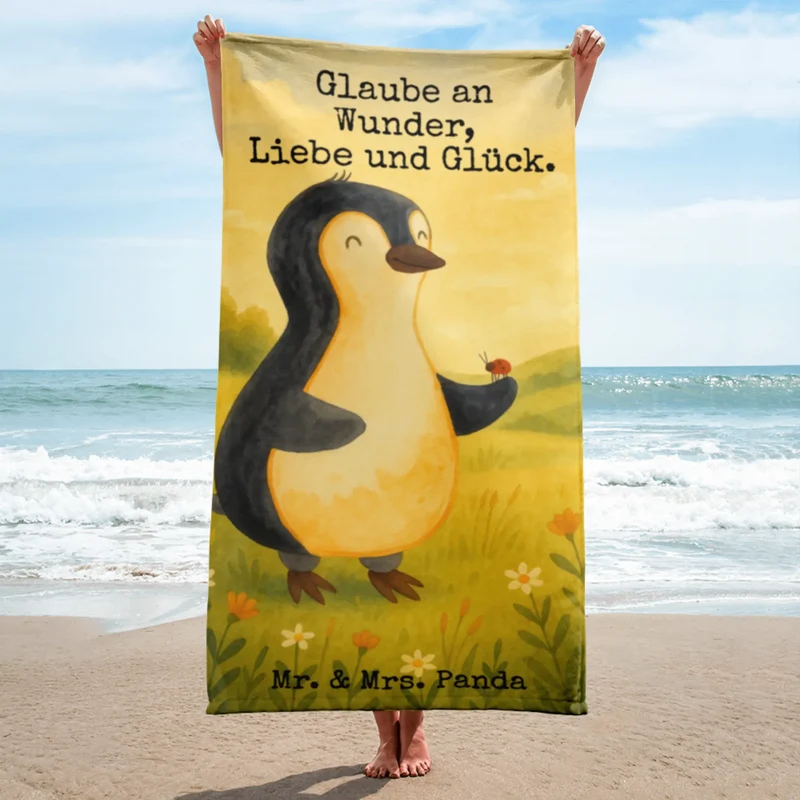 XL Badehandtuch Pinguin Marienkäfer Design