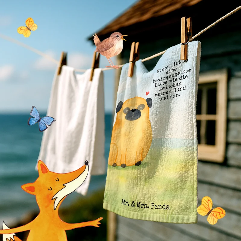 Gästehandtuch Mops Design