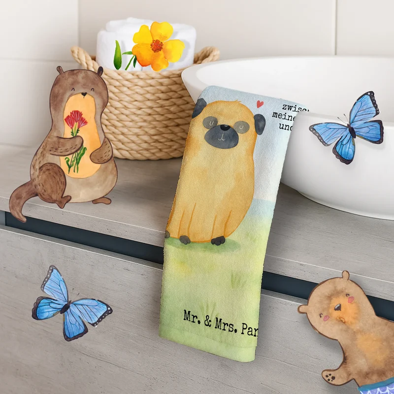 Gästehandtuch Mops Design
