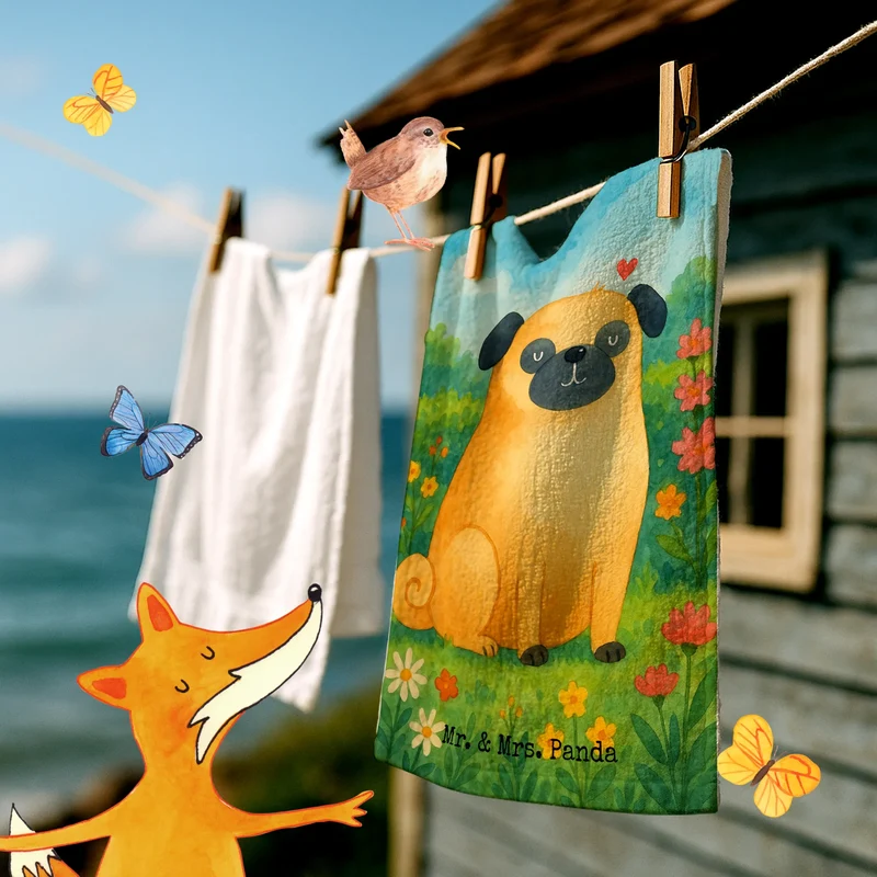 Gästehandtuch Mops Design