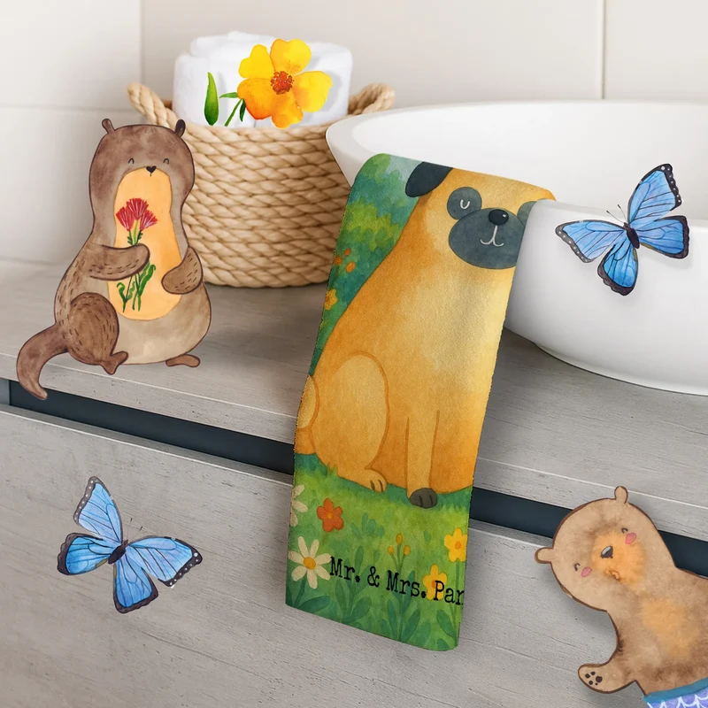 Gästehandtuch Mops Design