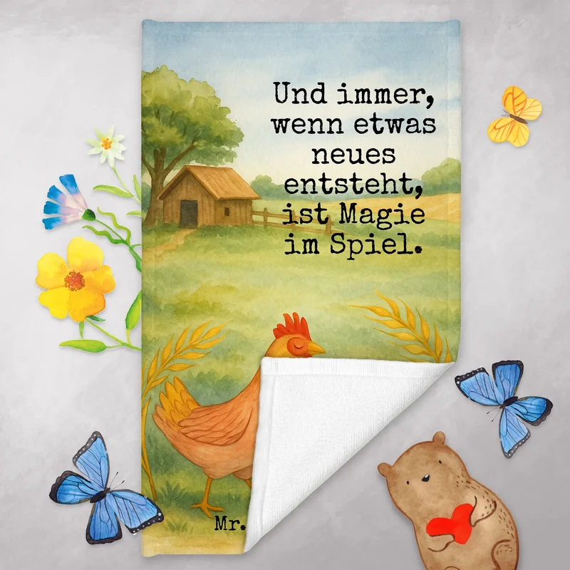 Gästehandtuch Huhn Stolz Design