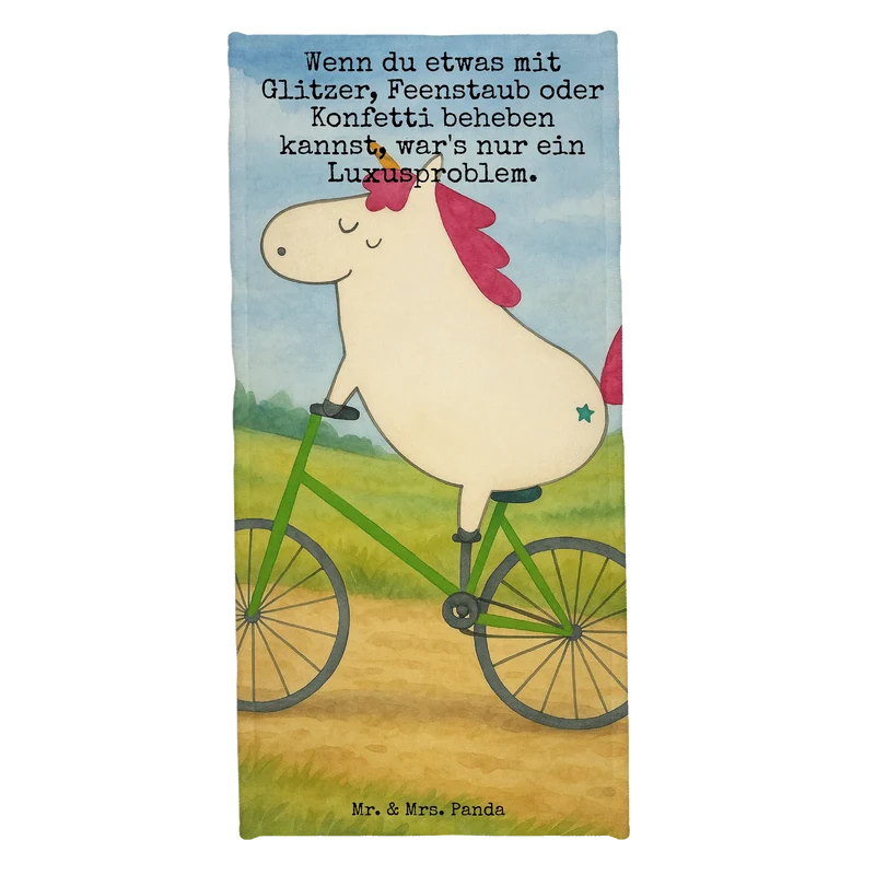 Badehandtuch Einhorn Radfahrer Design