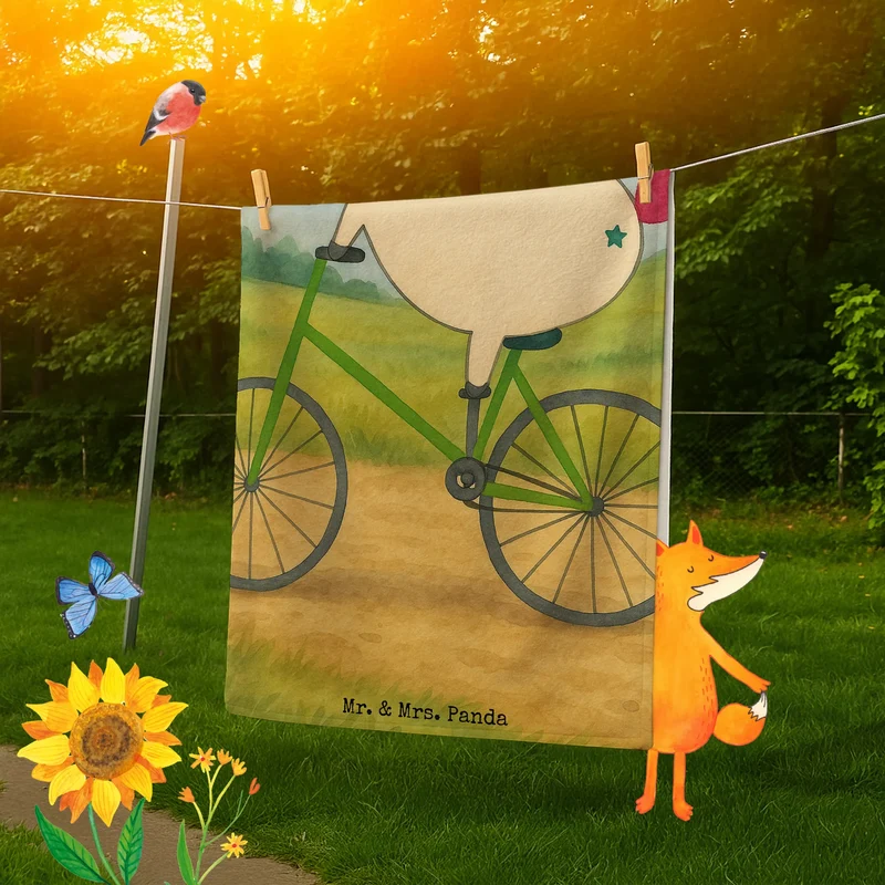 Badehandtuch Einhorn Radfahrer Design