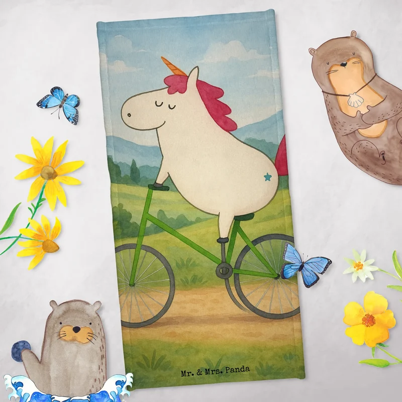 Badehandtuch Einhorn Radfahrer Design