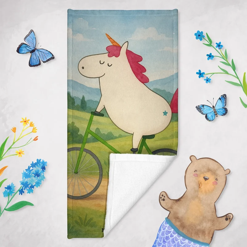 Badehandtuch Einhorn Radfahrer Design