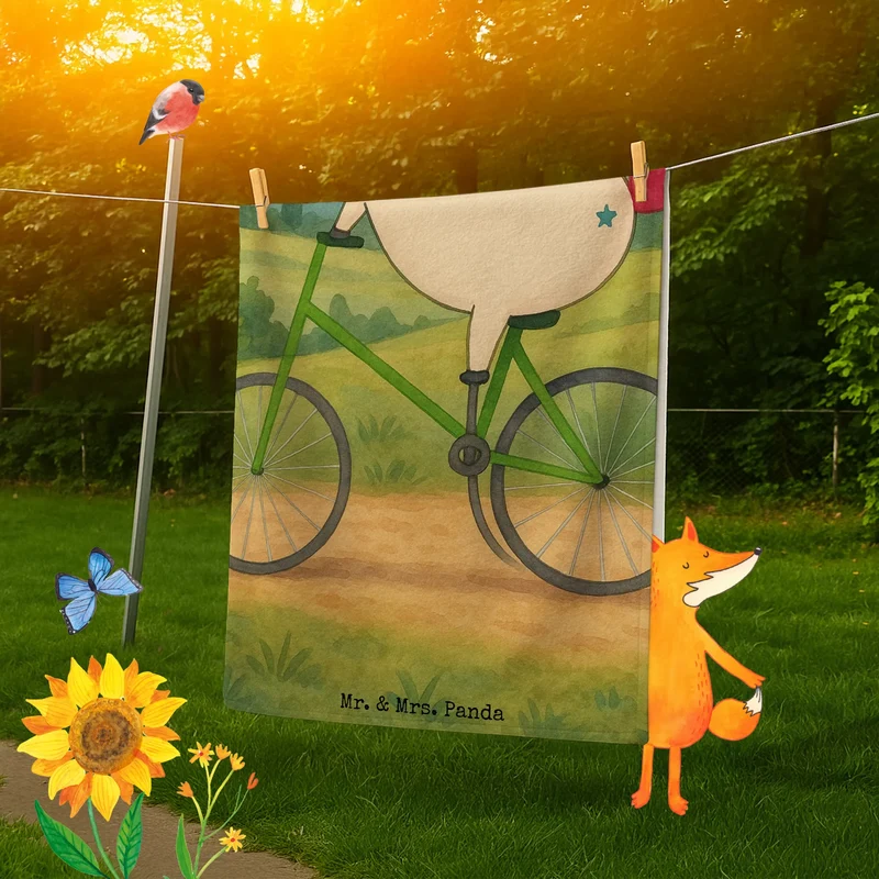 Badehandtuch Einhorn Radfahrer Design